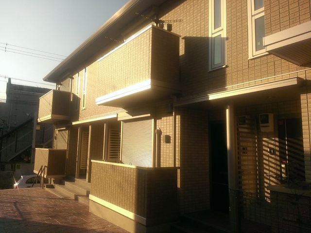 Building appearance. A quiet residential area sunny