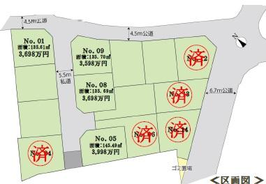 Compartment figure. Land price 31,800,000 yen, Land area 135.61 sq m