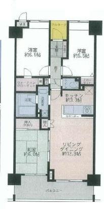 Floor plan. 3LDK, Price 19,800,000 yen, Occupied area 72.31 sq m , Good day per balcony area 10.65 sq m southeast-facing balcony!