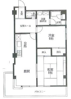 Floor plan. 2LDK, Price 9.8 million yen, Occupied area 54.22 sq m , Sunny per balcony area 10.5 sq m southeast plane balcony!