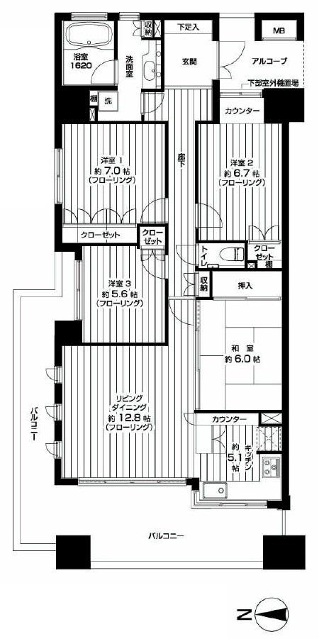 Floor plan. 4LDK, Price 34,800,000 yen, Occupied area 99.02 sq m , Balcony area 30.38 sq m