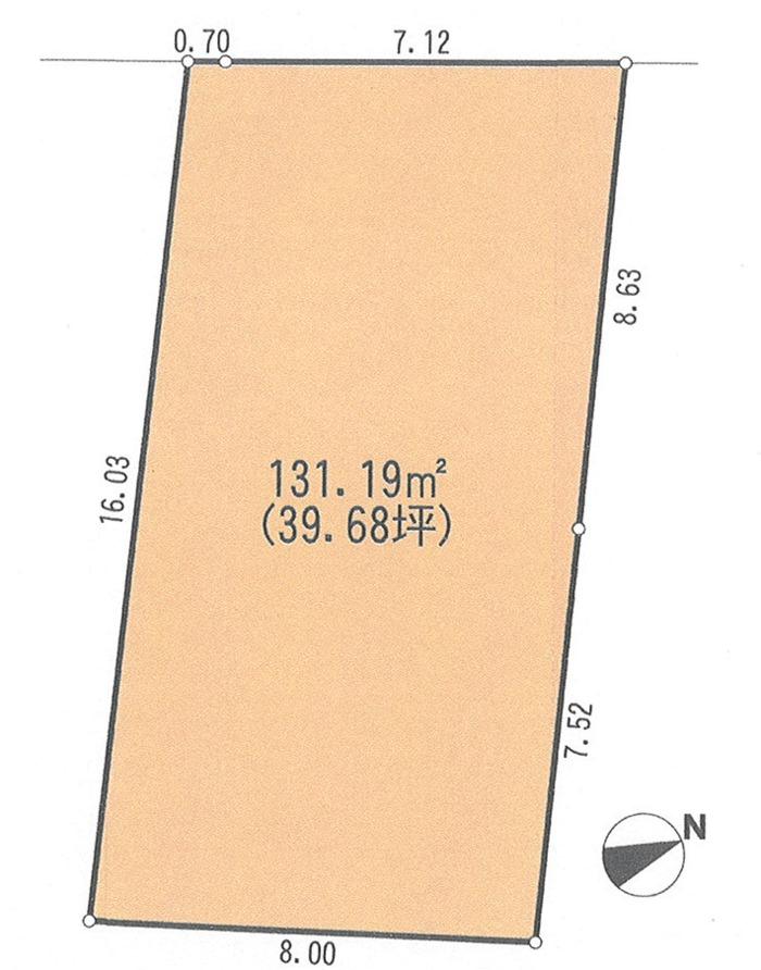 Compartment figure. Land price 16.8 million yen, Land area 131.19 sq m