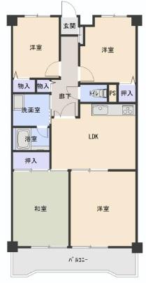 Floor plan. 4LDK, Price 11.8 million yen, Occupied area 66.16 sq m , Balcony area 8.33 sq m