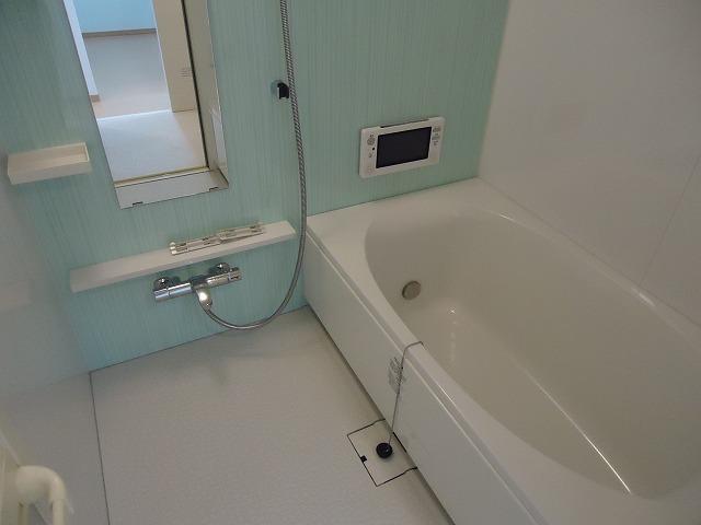 Bathroom. It is a TV with a bathroom.
