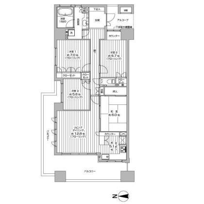Floor plan. 4LDK, Price 34,800,000 yen, Occupied area 99.02 sq m , Balcony area 30.38 sq m