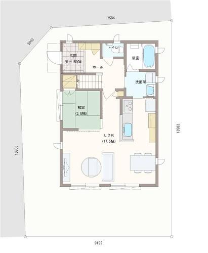 Building plan example (floor plan). 1-floor plan view