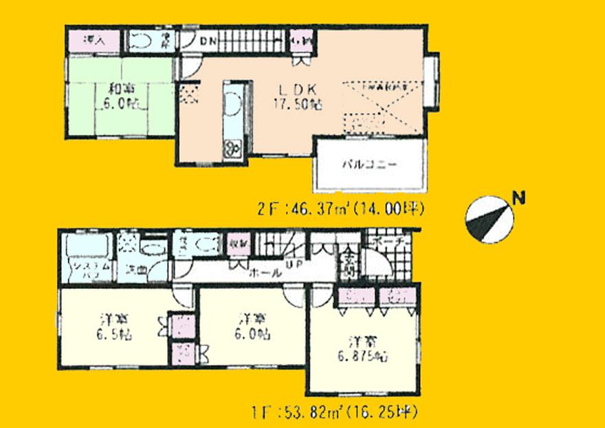 Building plan example (floor plan). Building plan example (5 compartment) 4LDK, Land price 19,800,000 yen, Land area 100.19 sq m , Building price 32,800,000 yen, Building area 100.19 sq m