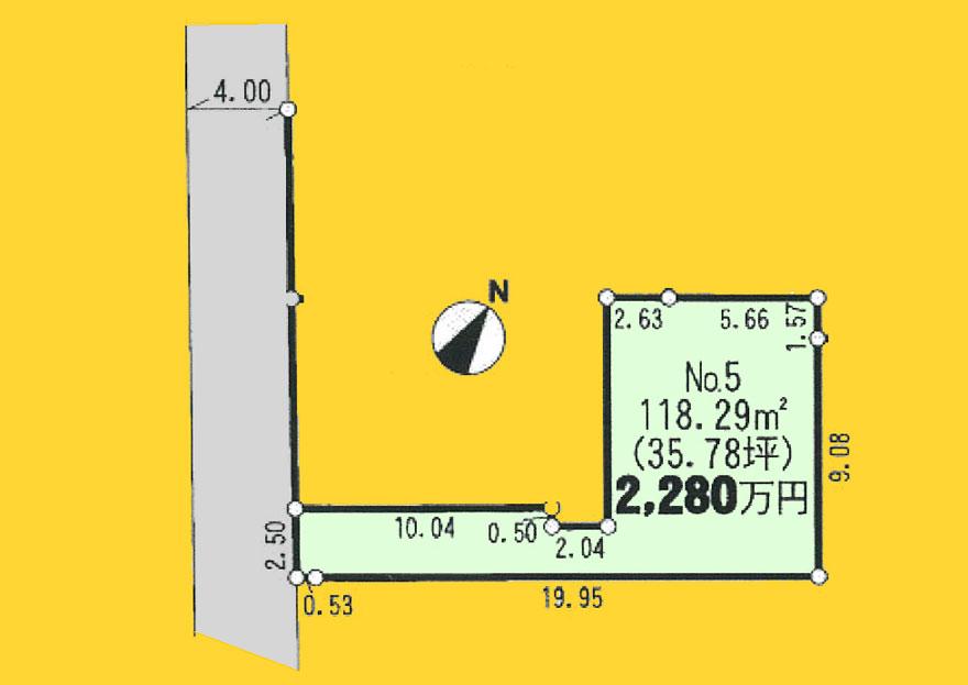 Compartment figure. Land price 22,800,000 yen, Land area 118.29 sq m