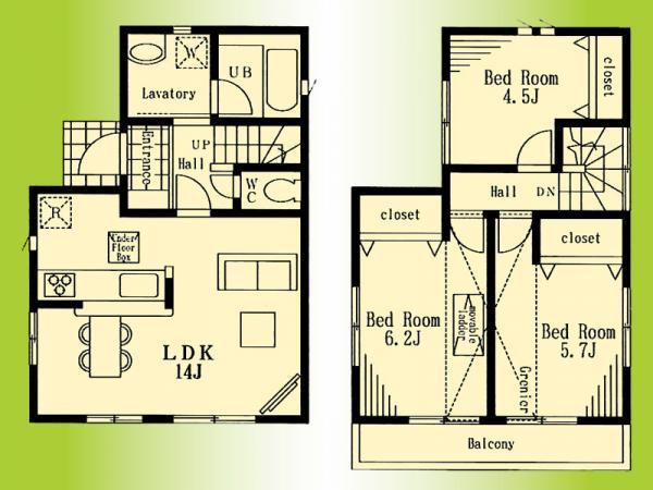 Floor plan. 25,800,000 yen, 3LDK, Land area 90.75 sq m , Building area 71.28 sq m