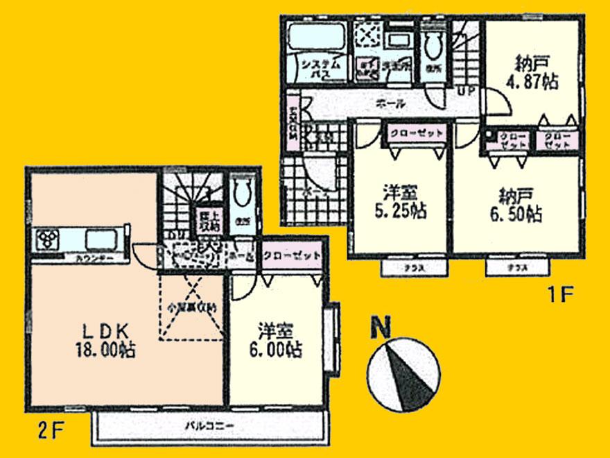 Floor plan. (3 Building), Price 30,800,000 yen, 2LDK+2S, Land area 100.17 sq m , Building area 96.05 sq m