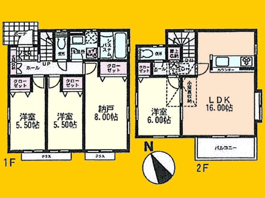 Floor plan. (4 Building), Price 31.5 million yen, 3LDK+S, Land area 100.26 sq m , Building area 96.05 sq m