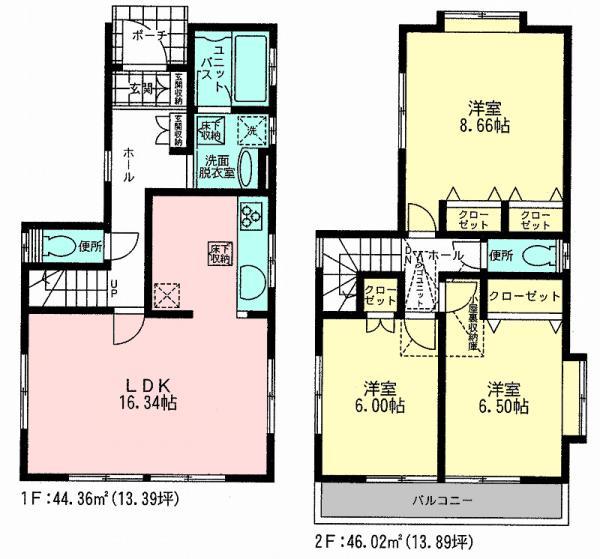 Floor plan. 30,800,000 yen, 3LDK, Land area 92.43 sq m , Building area 90.38 sq m