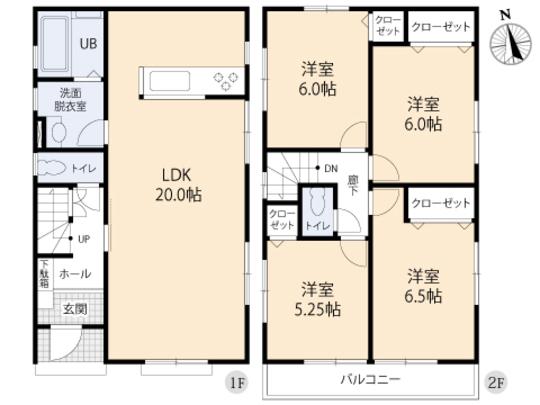 Floor plan. 34,300,000 yen, 4LDK, Land area 122.96 sq m , Building area 97.7 sq m floor plan