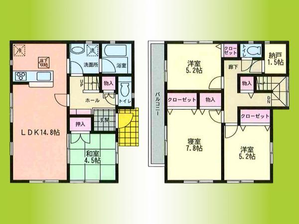 Floor plan. 28.8 million yen, 4LDK, Land area 120.37 sq m , Building area 95.98 sq m