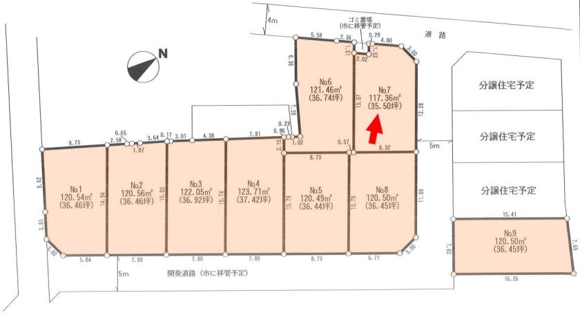 Compartment figure. Land price 12.8 million yen, Land area 117.36 sq m