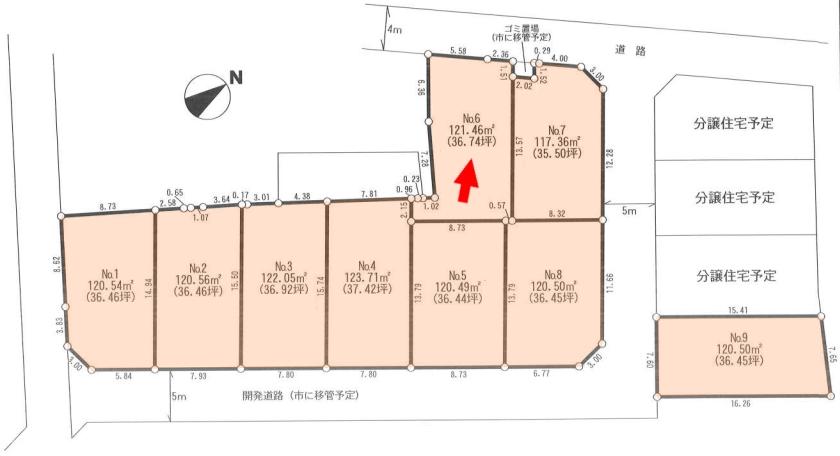 Compartment figure. Land price 12.8 million yen, Land area 121.46 sq m