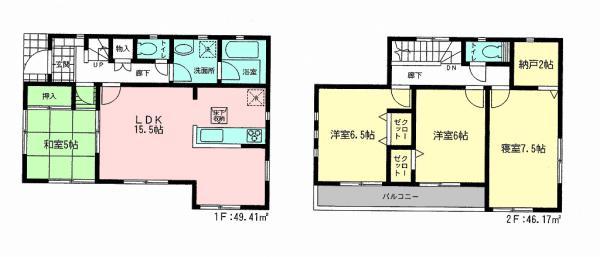 Floor plan. 37.5 million yen, 4LDK, Land area 173.11 sq m , Building area 95.58 sq m