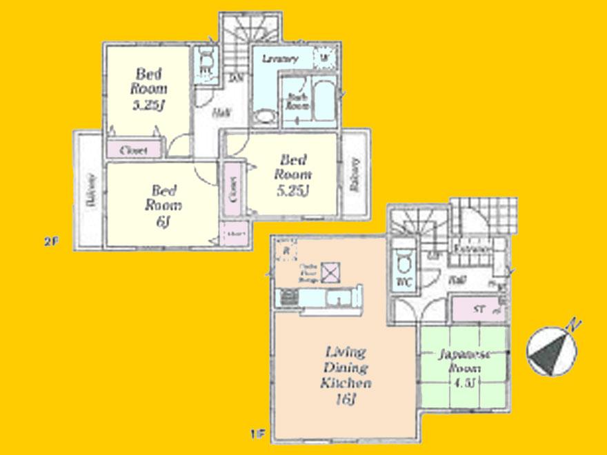 Floor plan. (5 Building), Price 27.5 million yen, 4LDK, Land area 125 sq m , Building area 104.1 sq m