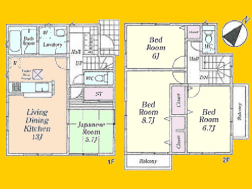 Floor plan. (6 Building), Price 26 million yen, 4LDK, Land area 125 sq m , Building area 108.14 sq m