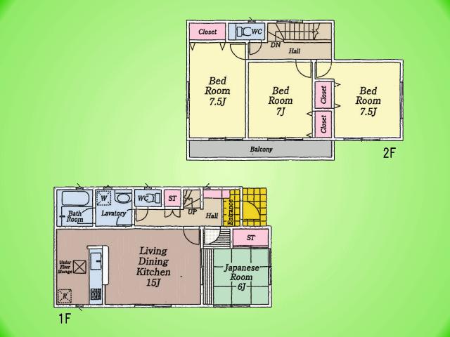 Floor plan. (Building 2), Price 29.5 million yen, 4LDK, Land area 156.77 sq m , Building area 113.82 sq m