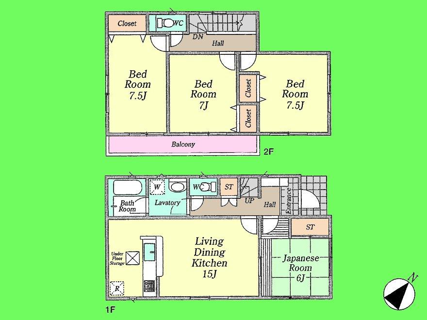 Floor plan. (Building 2), Price 29.5 million yen, 4LDK, Land area 156.77 sq m , Building area 113.82 sq m