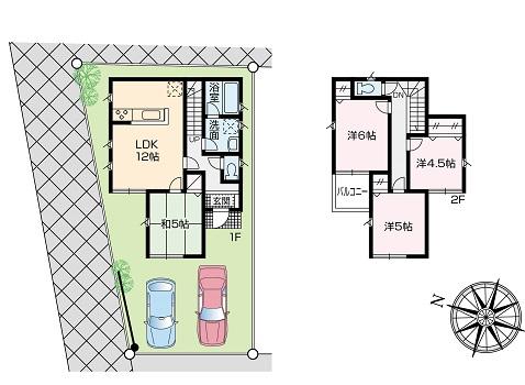 Compartment view + building plan example. Building plan example (1 Building) 4LDK, Land price 22 million yen, Land area 180.29 sq m , Building price 10.8 million yen, Building area 82.81 sq m