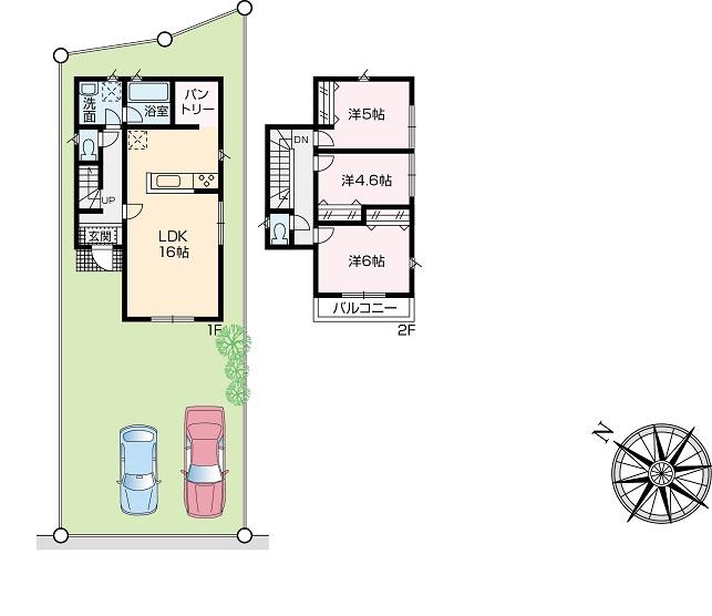 Compartment view + building plan example. Building plan example (9 Building) 3LDK, Land price 24 million yen, Land area 131.07 sq m , Building price 10.8 million yen, Building area 82.81 sq m