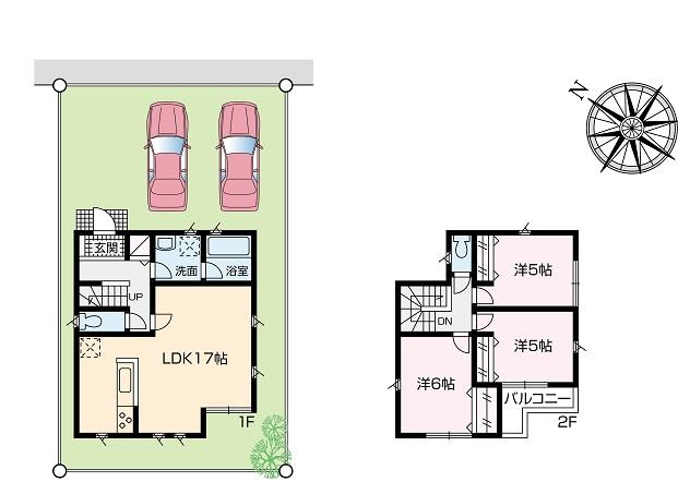 Compartment view + building plan example. Fuchinobe Station