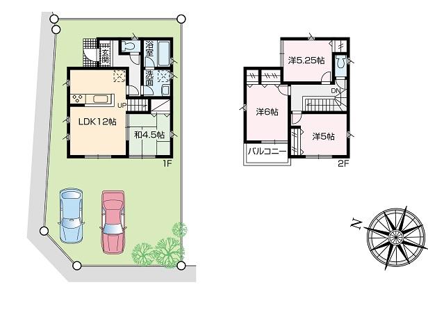 Compartment view + building plan example. Fuchinobe Station