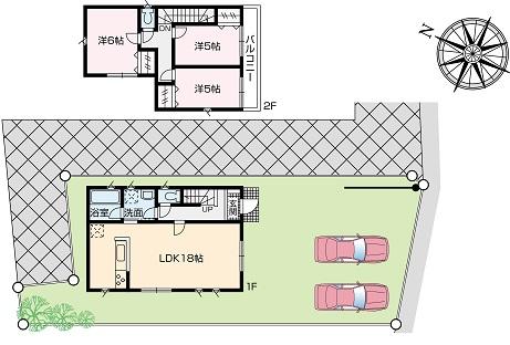 Compartment view + building plan example. Fuchinobe Station