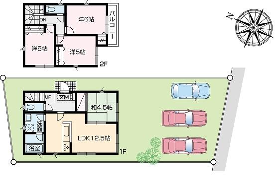 Compartment view + building plan example. Fuchinobe Station