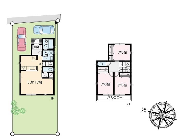 Compartment view + building plan example. Yokohama Line Kobuchi 1600m to the Train Station