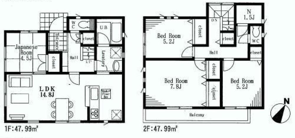 Floor plan. (2 ●), Price 23.8 million yen, 4LDK, Land area 118.68 sq m , Building area 95.98 sq m