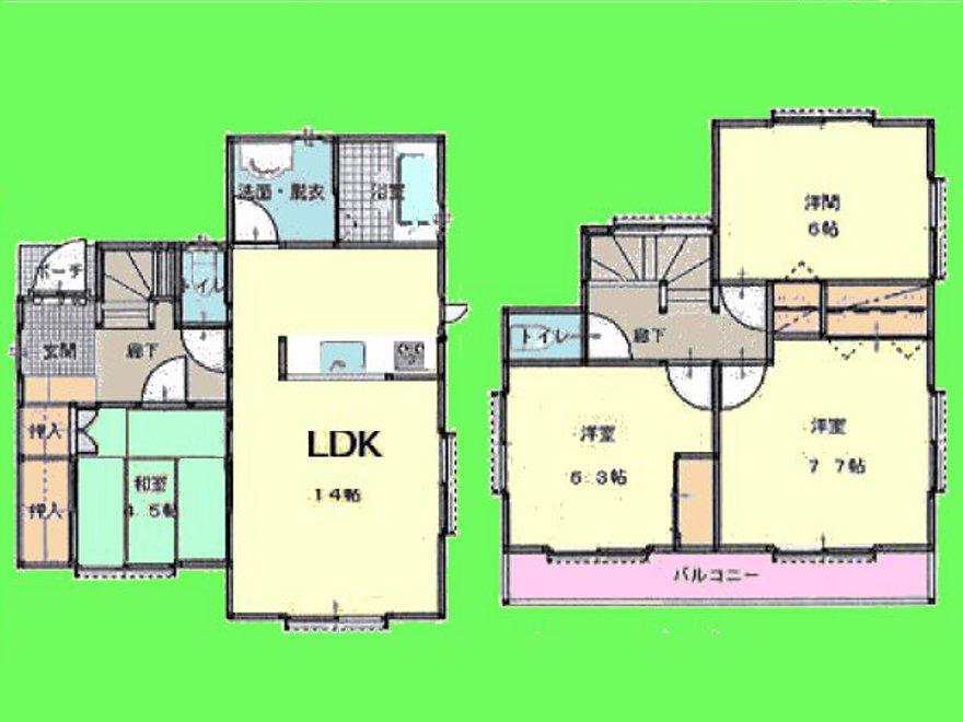 Floor plan. (Building 2), Price 24,300,000 yen, 4LDK, Land area 100.99 sq m , Building area 92.95 sq m