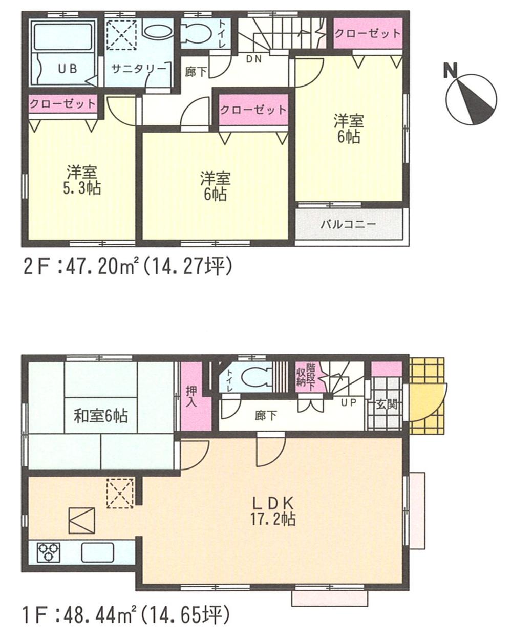 Floor plan. (2), Price 21,800,000 yen, 4LDK, Land area 116.1 sq m , Building area 95.64 sq m
