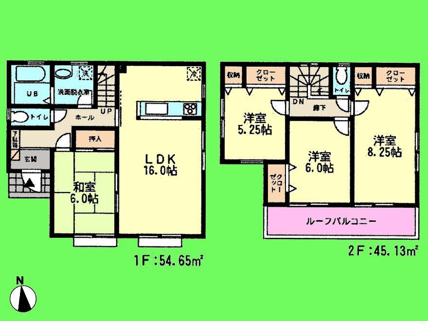 Floor plan. (6 Building), Price 32,500,000 yen, 4LDK, Land area 136.07 sq m , Building area 99.78 sq m