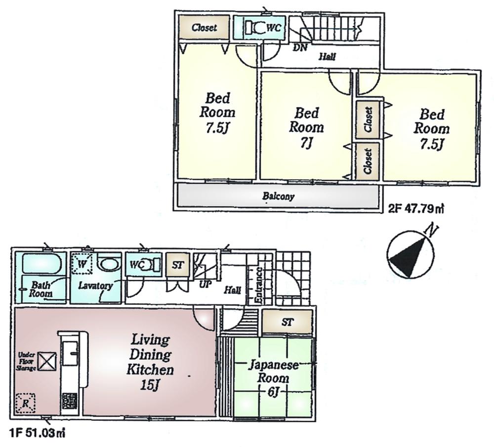 Floor plan. (3 Building), Price 26.7 million yen, 4LDK, Land area 125 sq m , Building area 106.72 sq m