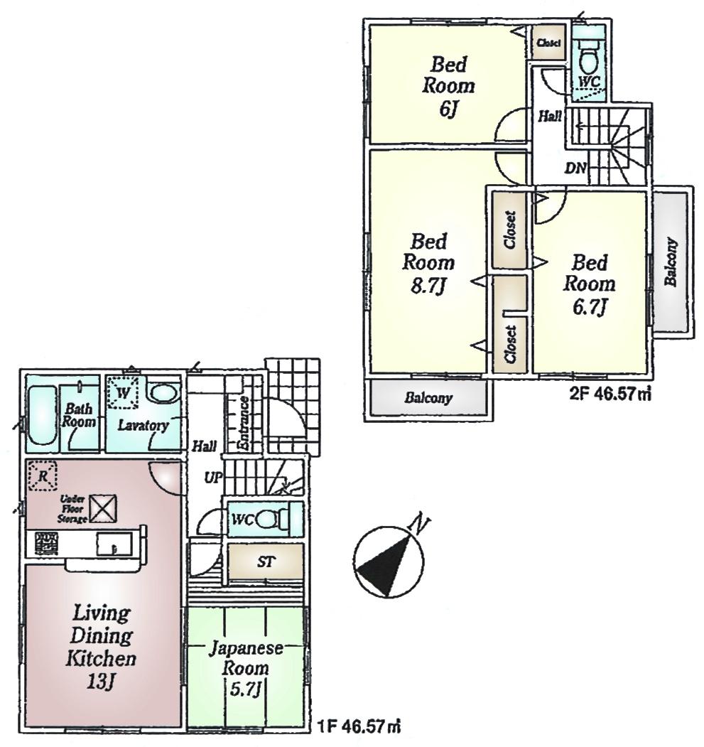 Floor plan. (6 Building), Price 26 million yen, 4LDK, Land area 125 sq m , Building area 108.14 sq m