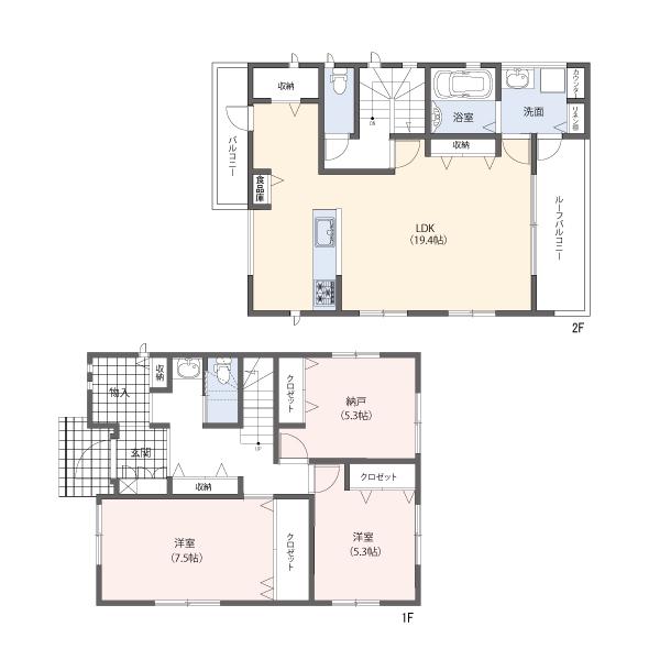 Floor plan. (No.1-4 compartment), Price 36,600,000 yen, 2LDK+S, Land area 103.64 sq m , Building area 101.83 sq m
