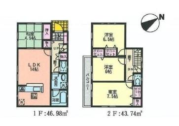 Floor plan. 34,800,000 yen, 4LDK, Land area 126.61 sq m , Building area 90.72 sq m
