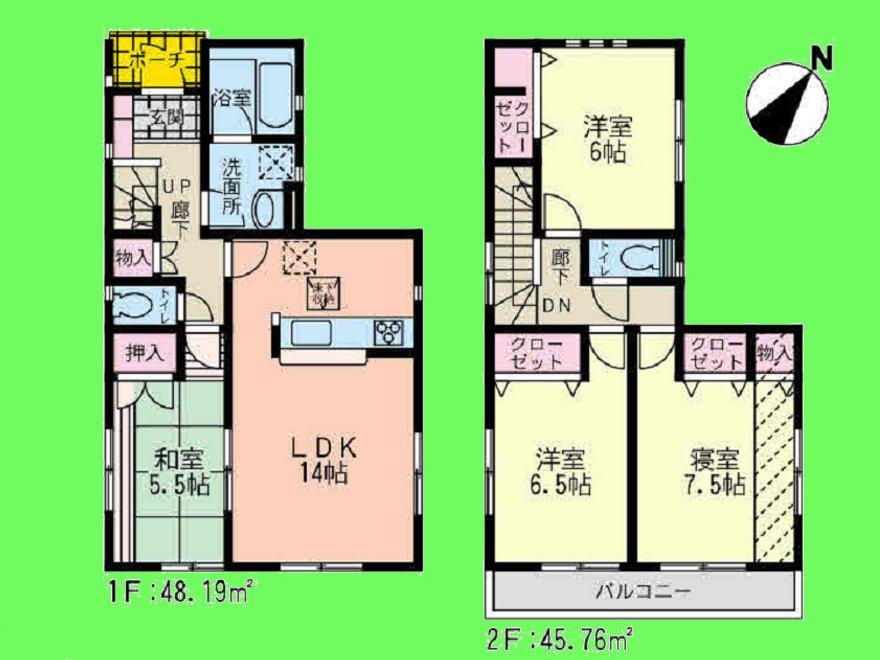 Floor plan. (1 Building), Price 31,800,000 yen, 4LDK, Land area 100.05 sq m , Building area 93.95 sq m