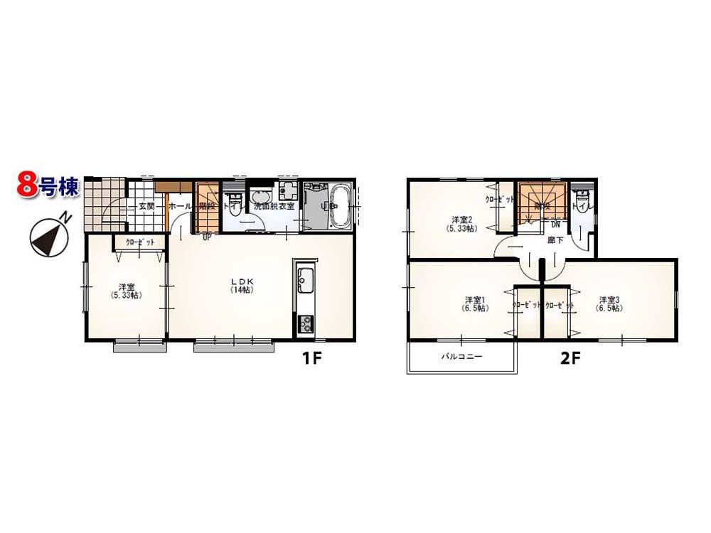 Floor plan. (8 Building), Price 28,900,000 yen, 4LDK, Land area 100 sq m , Building area 89.23 sq m