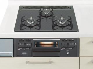 Other Equipment. Adopt a glass top. Since the juice saucer with no simple structure cleaning can be easier. Sensor was mounted to all of the burner, You can use with confidence in the standard three of the safety function of the "cooking oil overheating prevention device," "going-out safety device", "forgetting to turn off fire function".