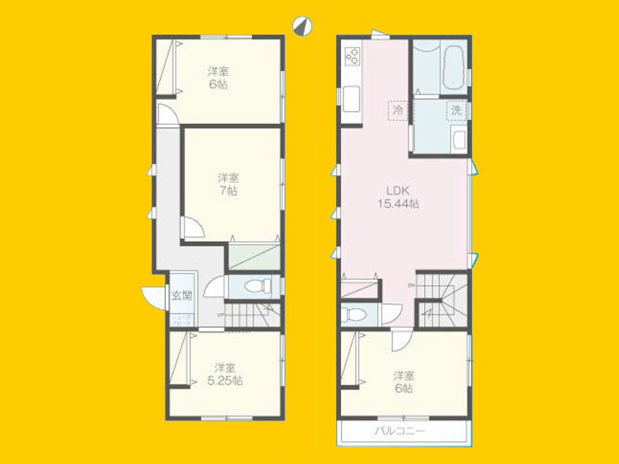 Floor plan. 28.8 million yen, 4LDK, Land area 98.72 sq m , Building area 94.81 sq m
