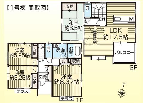Floor plan. (1 Building), Price 26,800,000 yen, 4LDK, Land area 119.01 sq m , Building area 100.19 sq m
