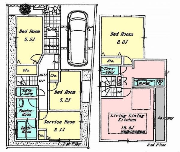 Floor plan. 32,500,000 yen, 4LDK, Land area 85.04 sq m , Building area 92.74 sq m