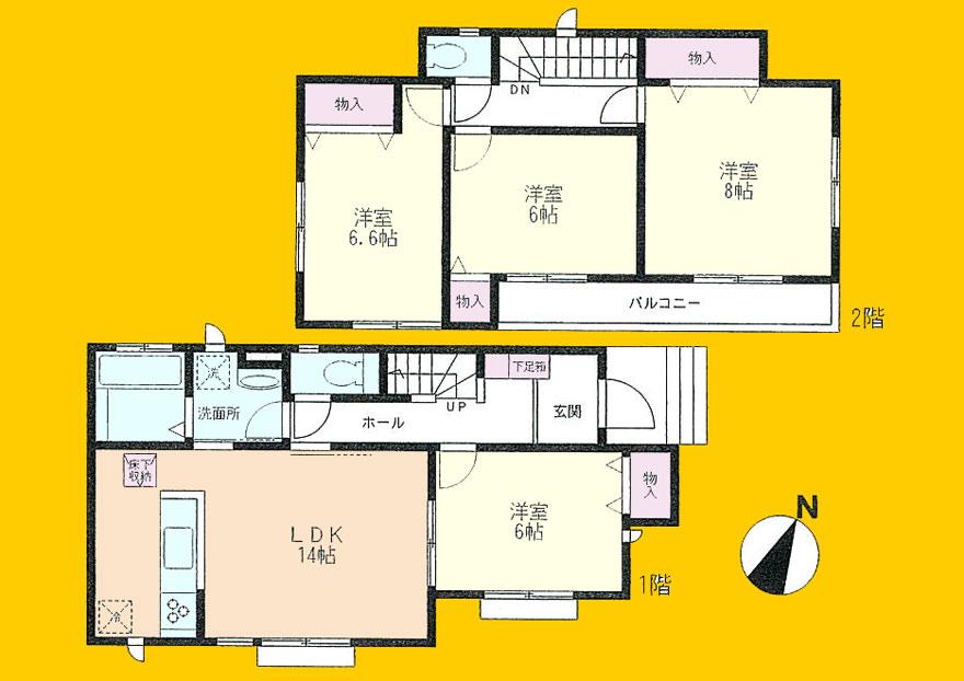 Floor plan. 29,800,000 yen, 4LDK, Land area 105.92 sq m , Building area 97.29 sq m