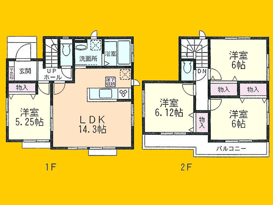 Floor plan. (J Building), Price 23.8 million yen, 4LDK, Land area 113.56 sq m , Building area 89.63 sq m
