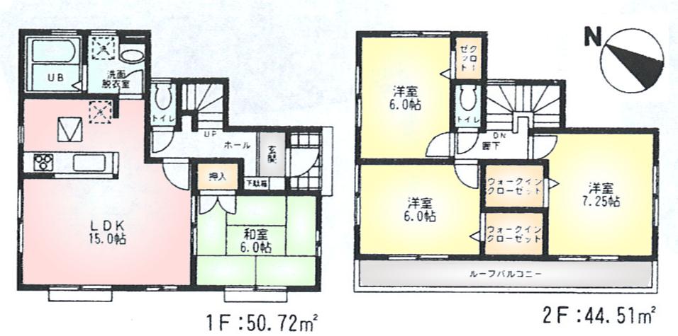 Floor plan. (Building 2), Price 19,800,000 yen, 4LDK, Land area 121.41 sq m , Building area 95.23 sq m
