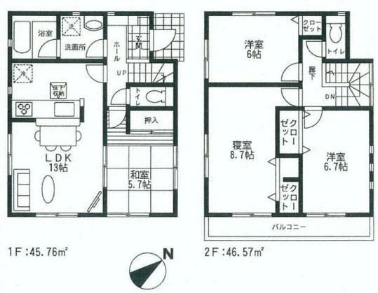 Floor plan. 19,800,000 yen, 4LDK, Land area 96.9 sq m , Building area 92.33 sq m